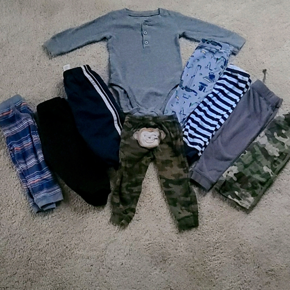 12 mth sweatpant and long sleeve onsie lot